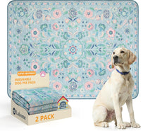 Lahome Botanical Washable Reusable Pee Pads for Dogs, 36x48 - Blue-01 / 3FT x 4FT (Pack of 2)