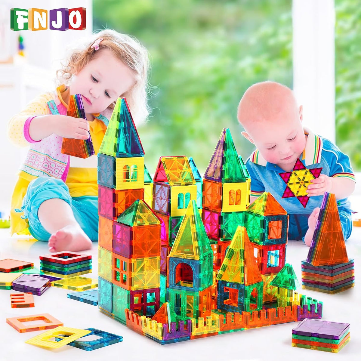 FNJO Magnetic Tiles, 100PCS STEM Building Blocks Toy Set for Kids – Fun for Kids & Family - 100PCS - image 4