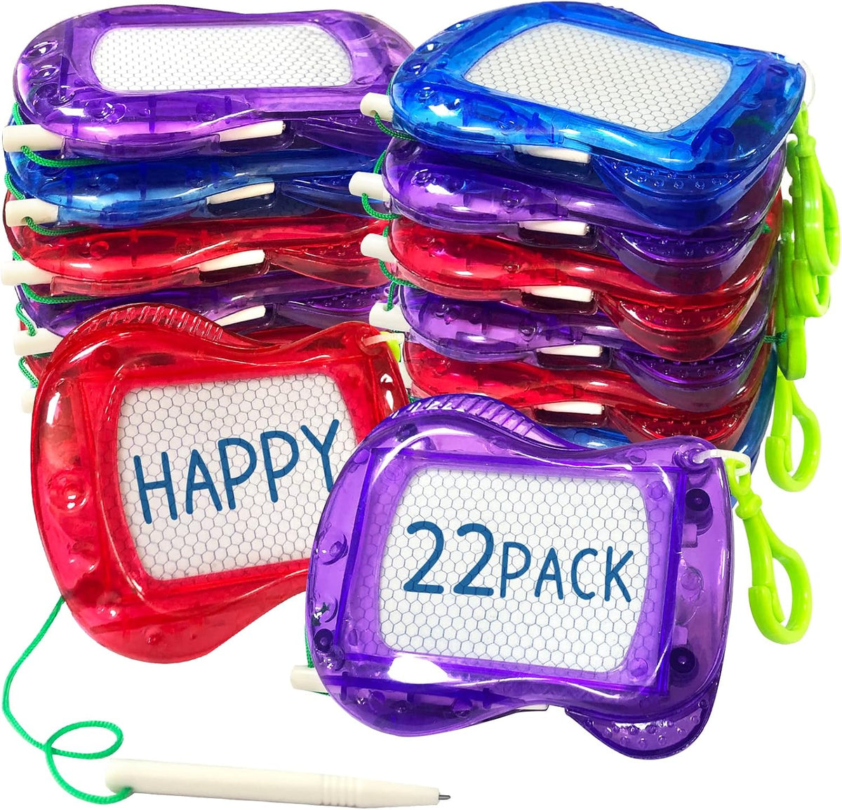 Tcvents 22 pack mini magnetic drawing boards in six colors with stylus and key rings - view 2