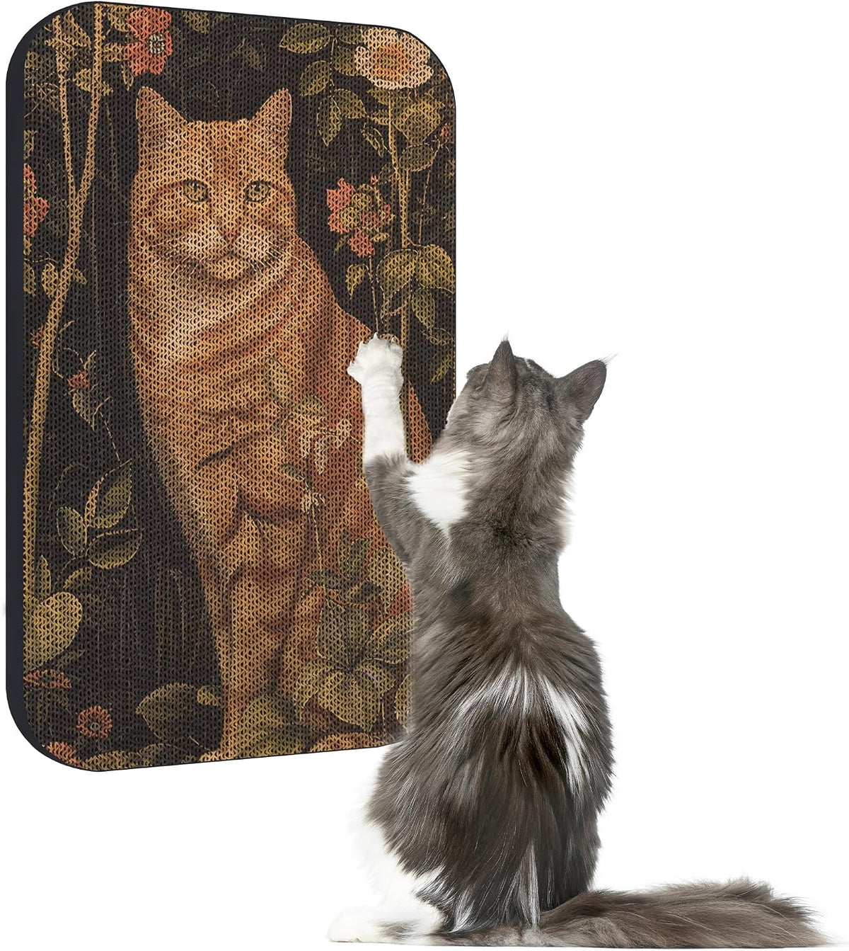 Cat Wall Scratcher, Art Cat Scratching Board for Indoor Cats – Essentials for Cats - Orange cat