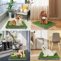 Dog Grass Pad with Tray: 2 Pack Grass Pee Pads for Dogs Potty for Puppy Training, 22"x18" Artificial Turf for Dogs with Collection Tray for Indoor /Outdoor /Patio /Balcony, Grey