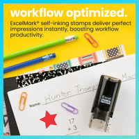 ExcelMark Round Teacher Stamp, RED Ink - SOLID STAR - image 2