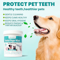 Dental Care Finger Wipes 60 Counts,Teeth Cleaning Finger Wipes for Dogs & Cats,Reduces Plaque & Supports Oral Freshness,Small Animal Stain Removers, Unscented