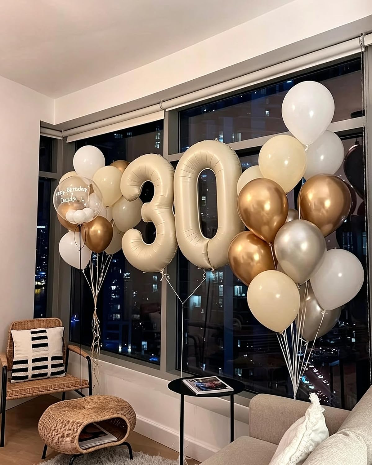Number Balloons Blue 7 Balloon Numbers 40 inch for 7th Birthday - Cream / Number 1 - image 4