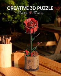 Wowood 3D wooden pink lily flower puzzle assembled model - view 32