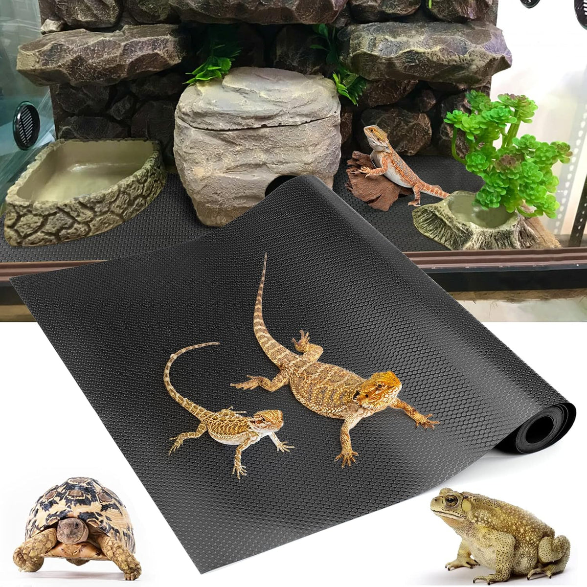 Bearded Dragon Tank Accessories - 118inch / Black