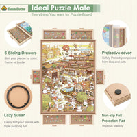 BuilderButler 1000 Pieces Rotating Puzzle Board with 4 Drawers - Wooden-6 Drawers / Large-2000pcs - image 2