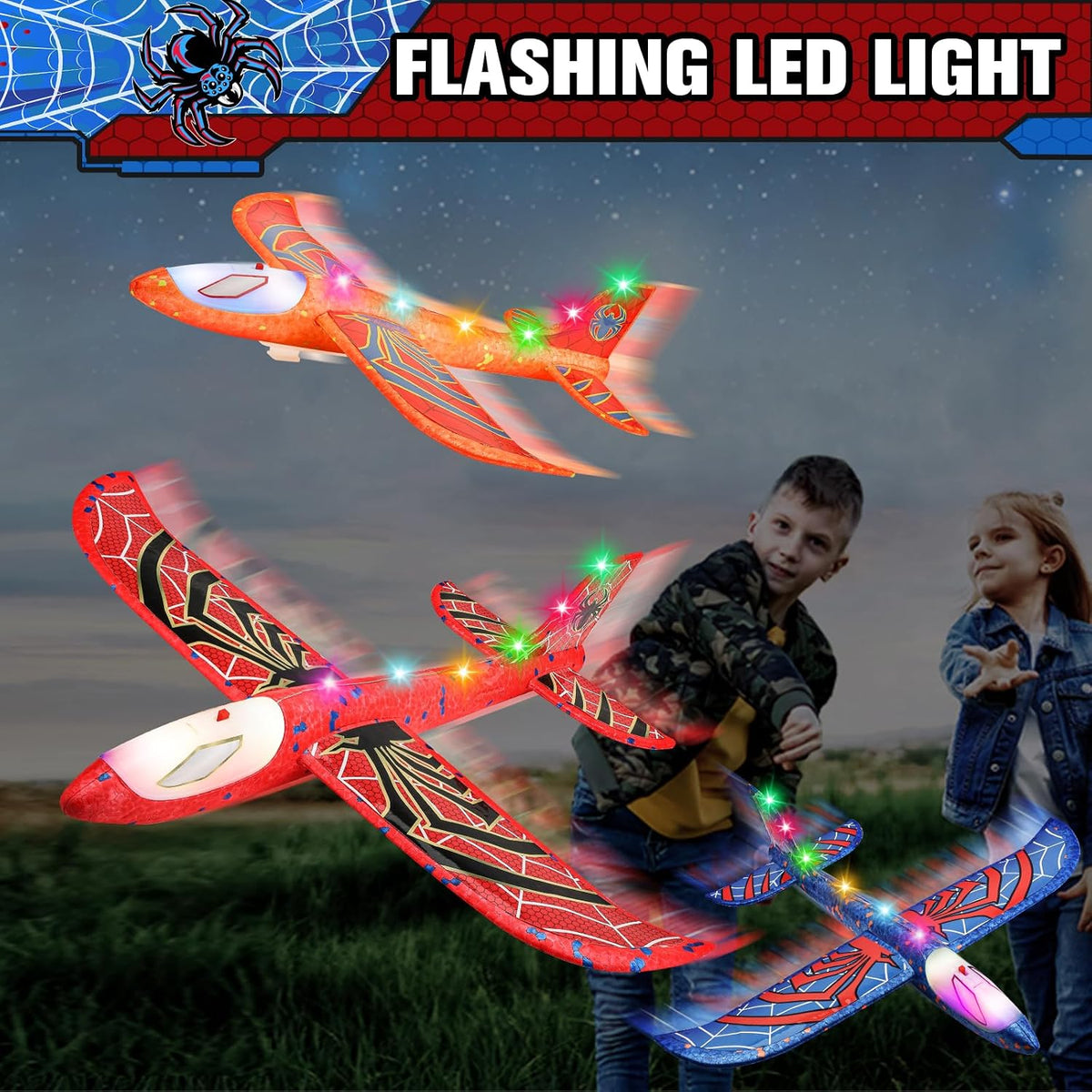 Fuwidvia 3 Pack Airplane Launcher Toys - Red&blue&orange - image 4