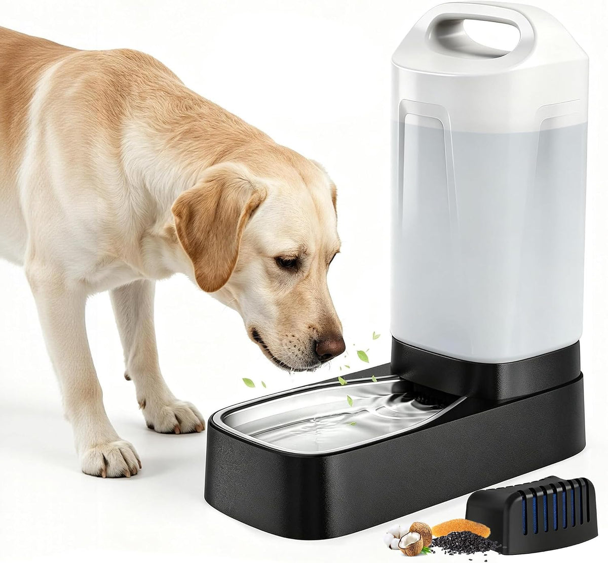 PETNF 2.4 Gallon Automatic Dog Water Bowl Dispenser with Handle – Essentials for Dogs - B:Water Dispener With Filter