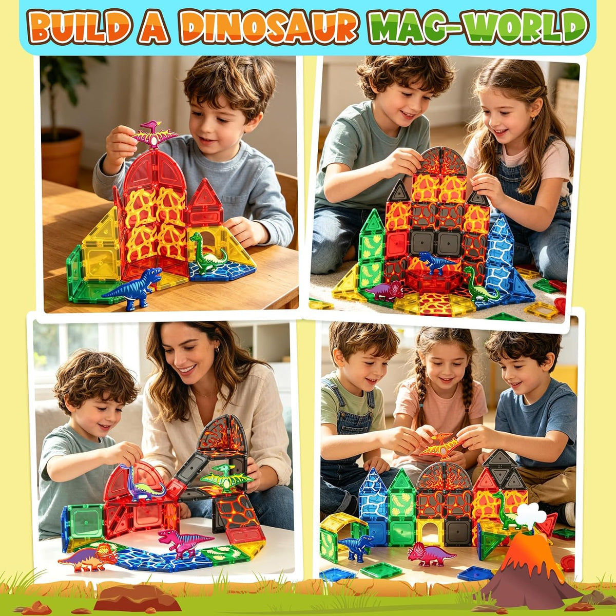 Magnetic Tiles Lava Dinosaur Toys Magnetic Blocks Building Set - image 3