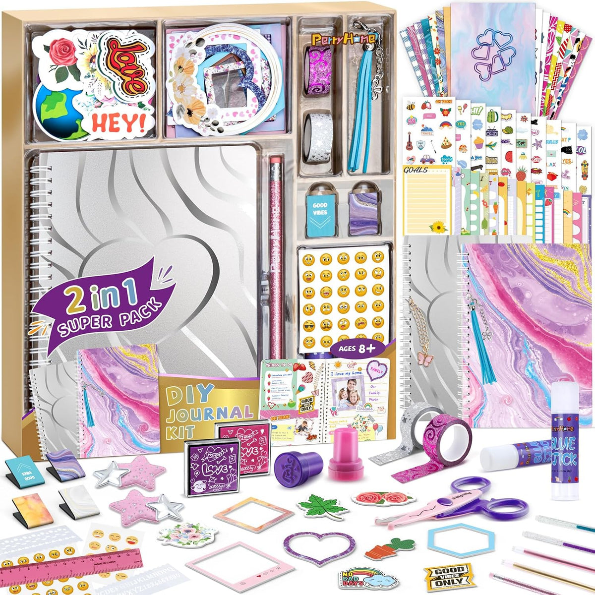 PERRYHOME 2-Pack DIY Journal Kit for Girls - Gold Packing-2pcs
