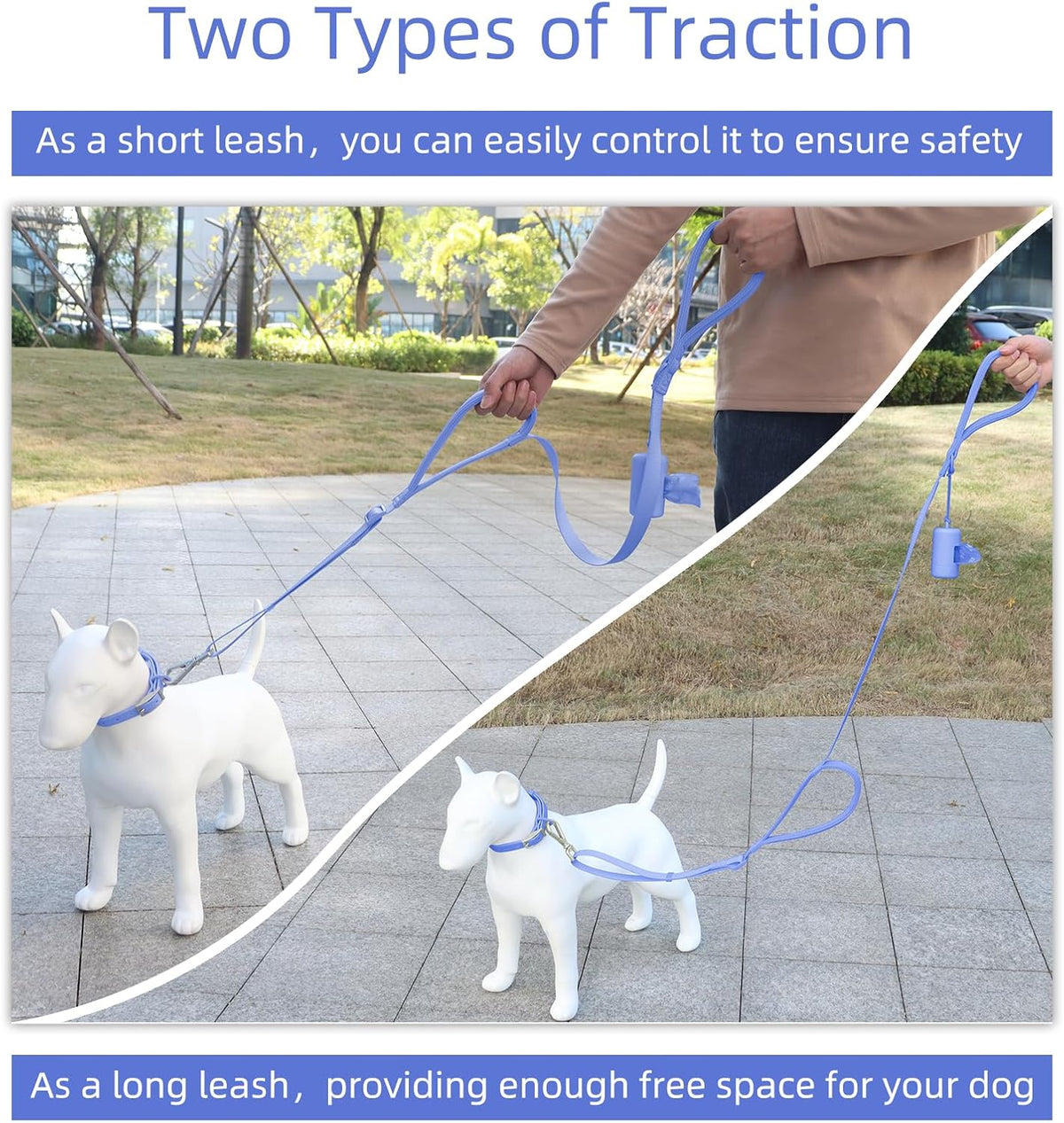 Wisedog Two Handles Dog Leash, Lilac - Moonlight Blue / S - image 3