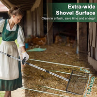 15-inch Large Chicken Poop Scooper, 5 in 1 Adjustable Chicken Coop Scoop with Ergonomic Grip, 24" to 77" Long Stainless Steel Sifting Litter Shovel Pooper Scooper Chicken Coop Accessories