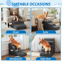 Dog Stairs 4 Steps for Small Dogs and Cats to Get on High Beds - Dark Grey / 3.0 / 23.6"D x 15.7"W x 15.7"H - image 3
