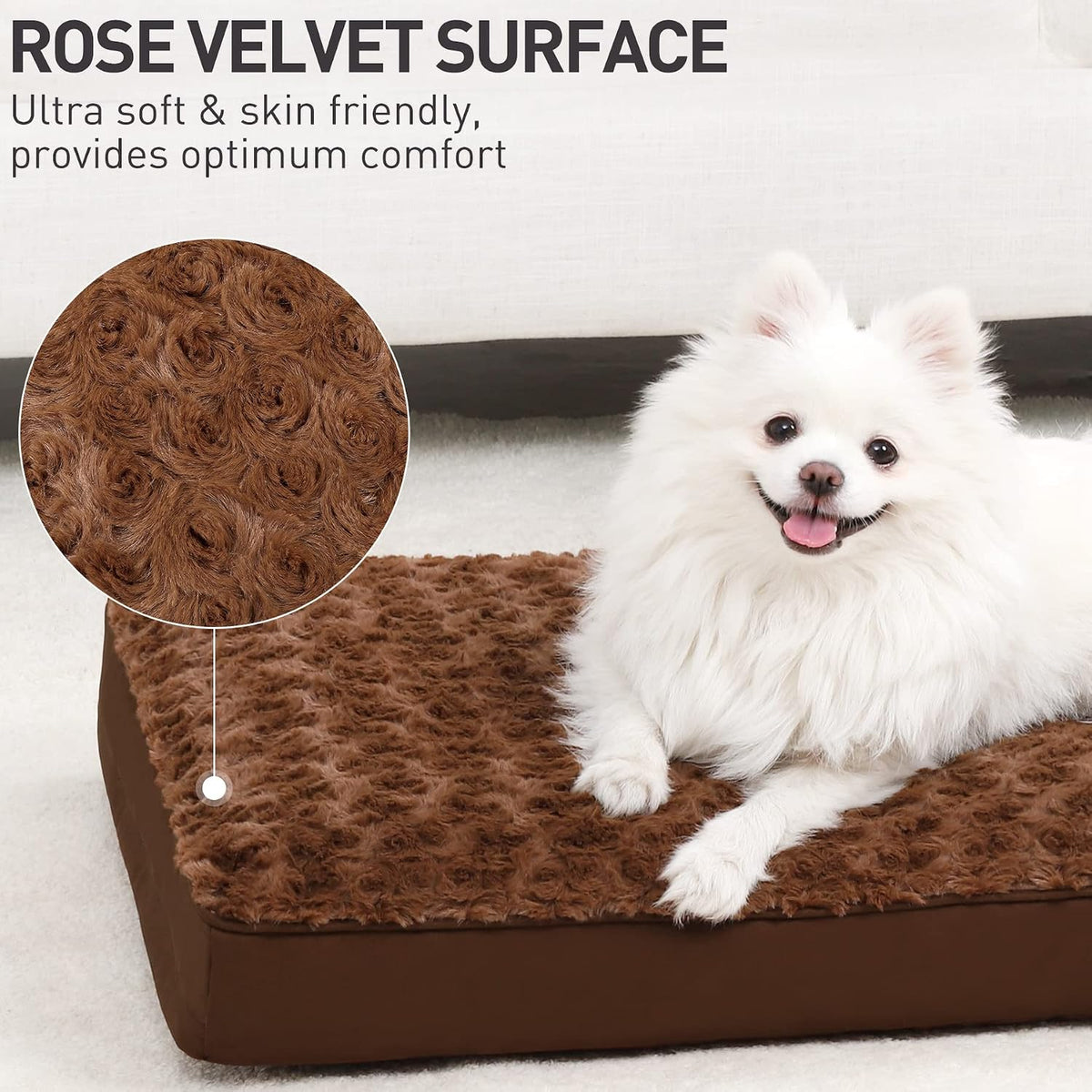 KSIIA Washable Dog Bed for Crate Waterproof for Medium Dogs - Brown / 29.0"L x 18.0"W x 3.0"Th - image 2