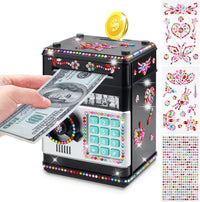 Piggy Bank for Kids Girls Boys with Password Code Lock Cash Coin Can - Black
