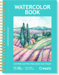 Watercolor Paper Pad, 5.5"x8.5”, Spiral, Bound with Tear - Teal / 5.5" x 8.5" Spiral Bound