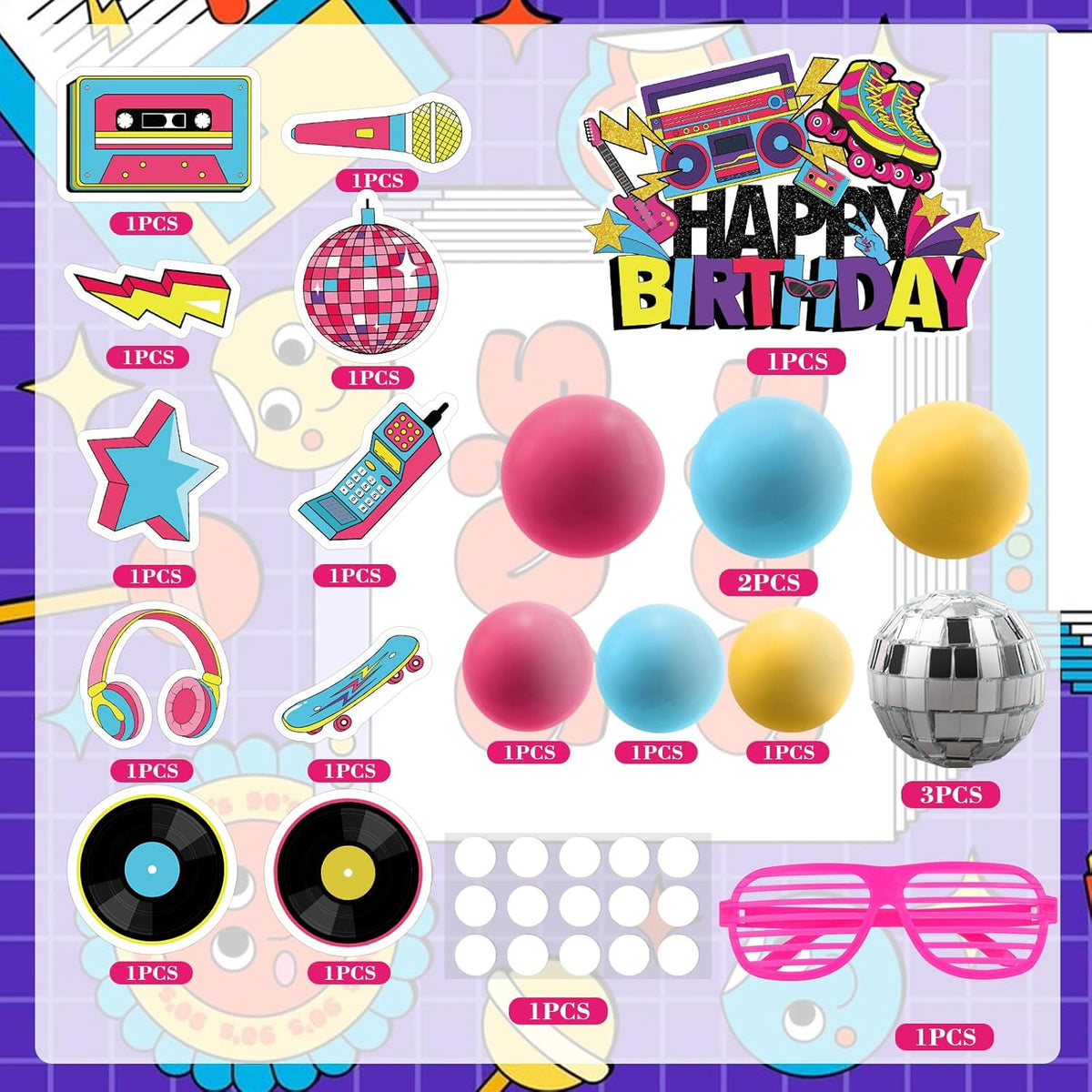 Hooqict 28Pcs Soccer Cake Decorations Set with Mini Balls - 80s - image 2