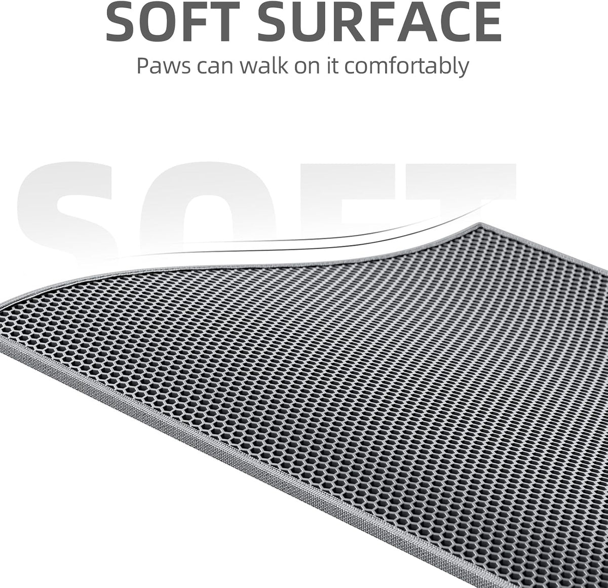 ESTHELLO Cat Litter Mat Honeycomb Double Layer Design 24’’ x 15’’ Gray – Daily Care for Cats - Gray / 24x15 Inch - image 3