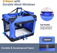 JESPET 3 Door Soft Dog Crates Kennel - 5-Blue / Large(30"L x 21"W x 23"H) - image 2