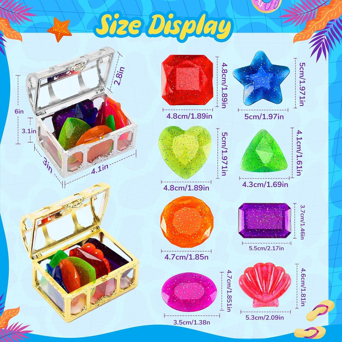 MARFOREVER diving gems pool toys, 15 colorful acrylic diamonds in two sizes - view 14