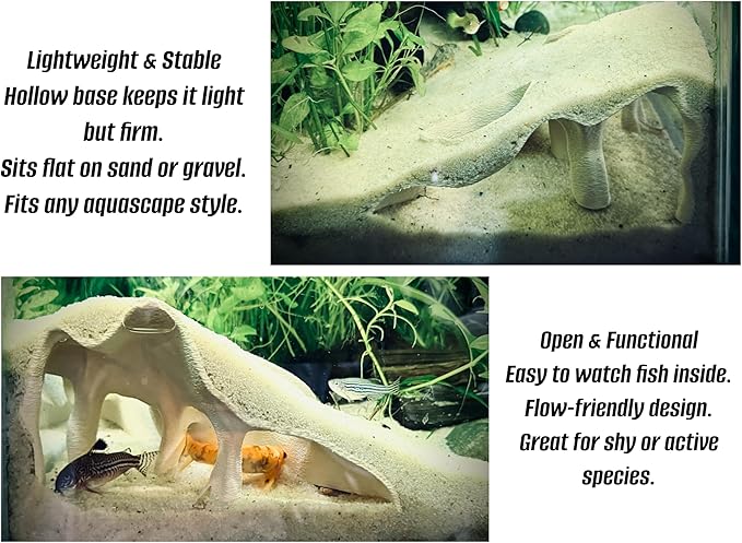 Aquarium & Terrarium Corner Cave – Faux Mangrove Root Hideout for Fish, Shrimp, Geckos, Snakes – Natural-Look Reptile Tank Decor in Textured Root Style (Desert Tan (Sand), 7.5''x7.5''x4'')