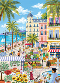 1000 Piece Jigsaw Puzzle, French Riviera Flower Market - Seaside Flower Market