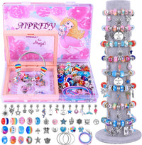 AIPRIDY 150 Pieces Charm Bracelet Making Kit - 72 Pieces Rose