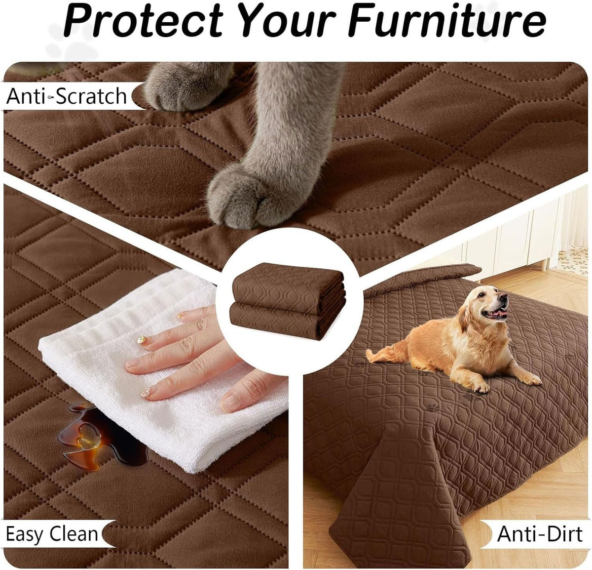 Waterproof Dog Bed Blanket - Brown+beige / Geometric / 40x50 Inch - image 4