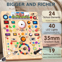 RichBoy Busy Boards, Lights Switch-Style, Wooden - School 7.8" x 6.5" - image 3