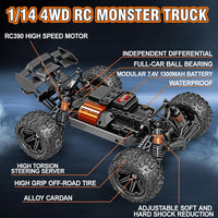Rc Cars 1:14 All Terrain RC Car for Adults & Boys - image 4