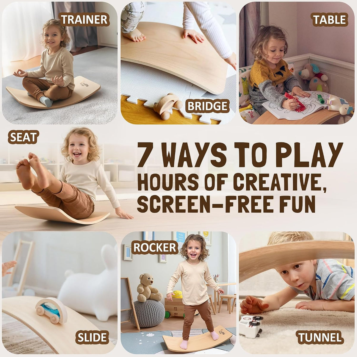 NUTTY TOYS Montessori Wooden Wobble Board for Kids & Adults 100% - Mini - image 3