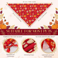 Preboun 100 Pcs Fall Paw Print Dog Bandanas Bulk - Fall Paw Print / 19.7 x 13.8 x 13.8 Inch - image 3