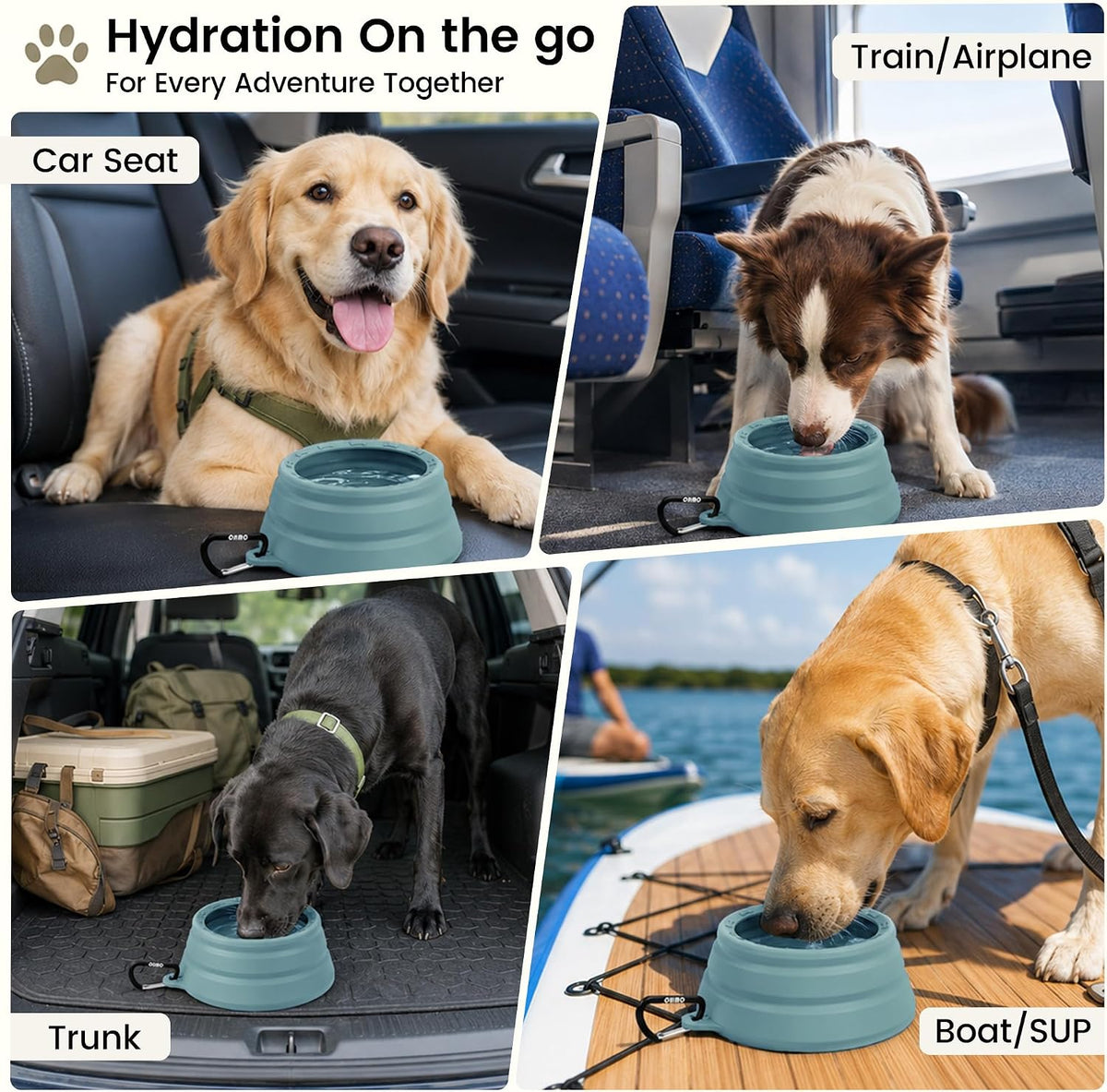 OHMO Spill Proof Collapsible Dog Bowl - 24oz / Light Blue - image 3