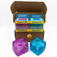 Original BigBlok Premium Stress Cube, Squishy Fidget Toy - Blue & Purple (Pack of 2 Cubes)