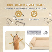 JOYELF Orthopedic Dog Bed for Medium Dogs,U-Shaped Foam Sofa Bed, Bolster Waterproof Pet Bed with Removable Washable Cover and Nonskid Bottom, for Small to Medium Dogs - Khaki