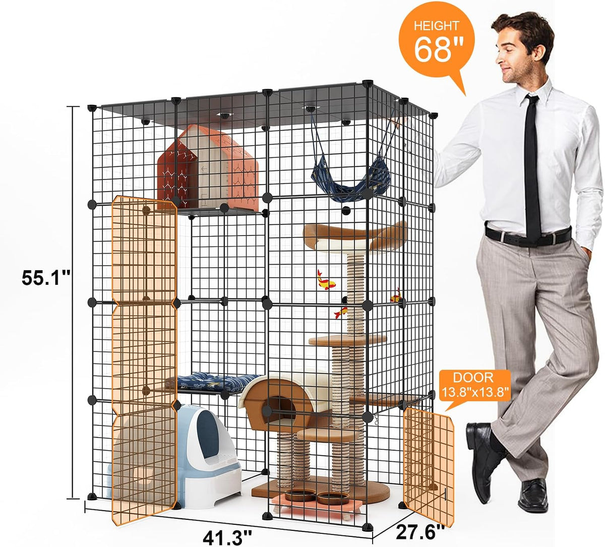 Extra Large Cat Cage, 4-Tier Catio - 41.3"L x 27.6"W x 55.1"H - image 2