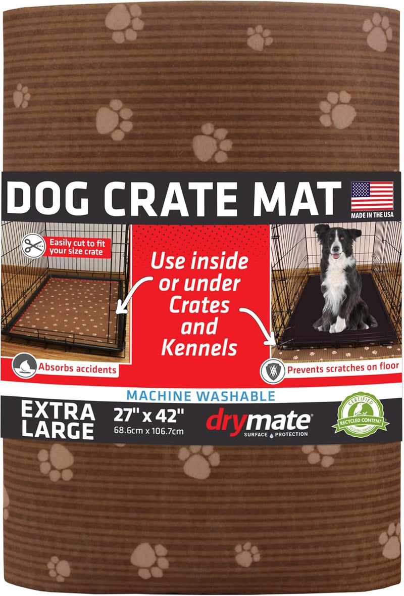 Drymate Premium Dog Crate Mat Liner, Absorbent, Waterproof - 27" x 42" / Brown
