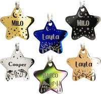 Personalized Dog Tag with 5 Lines of Custom Deep Engraved Durable Stainless Steel Pet ID Name Tag Designer Regular Size Star