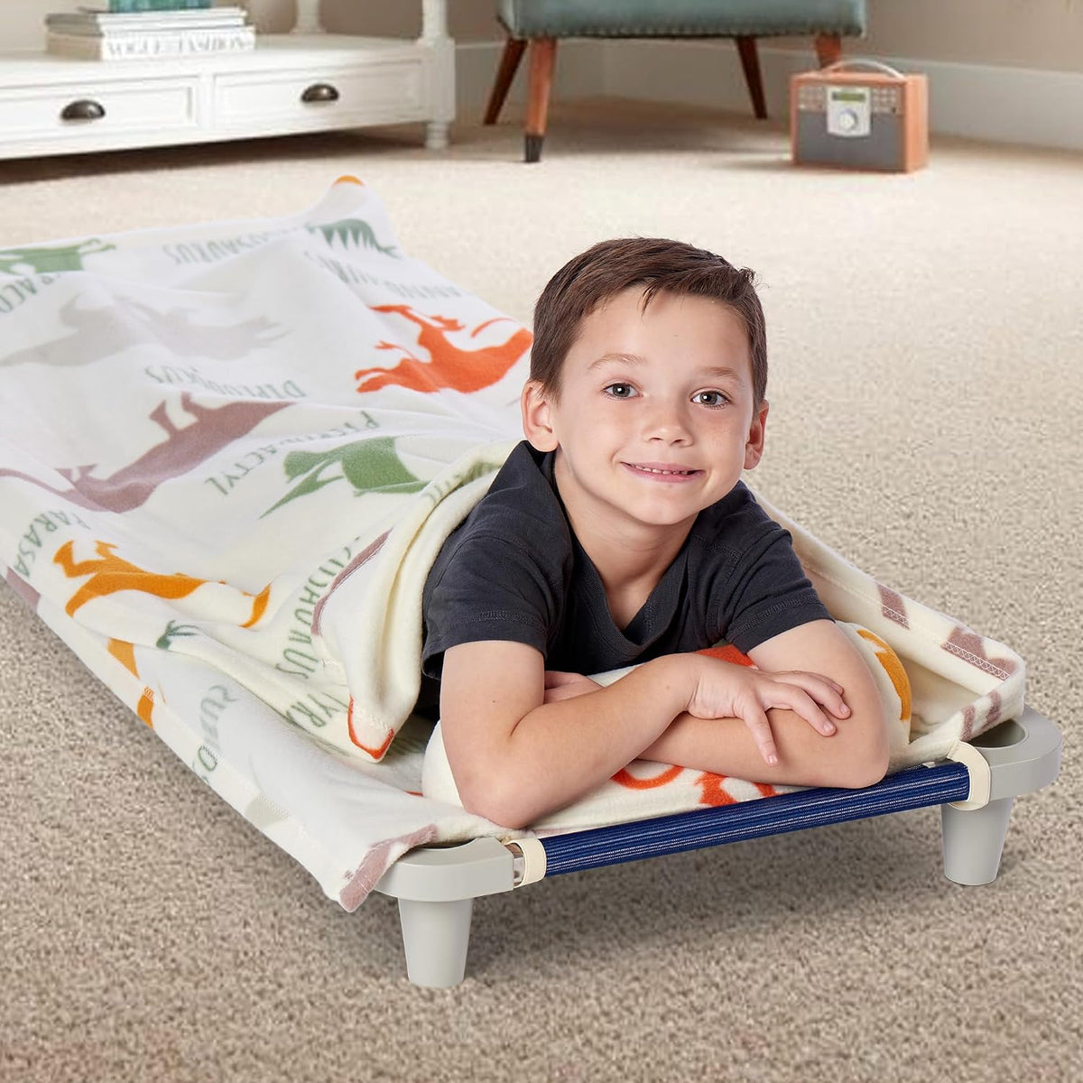 ROLLEE POLLEE Nap Sac Roll Up Napping Blanket with Attached Pillow - Dino Roll Call - image 3