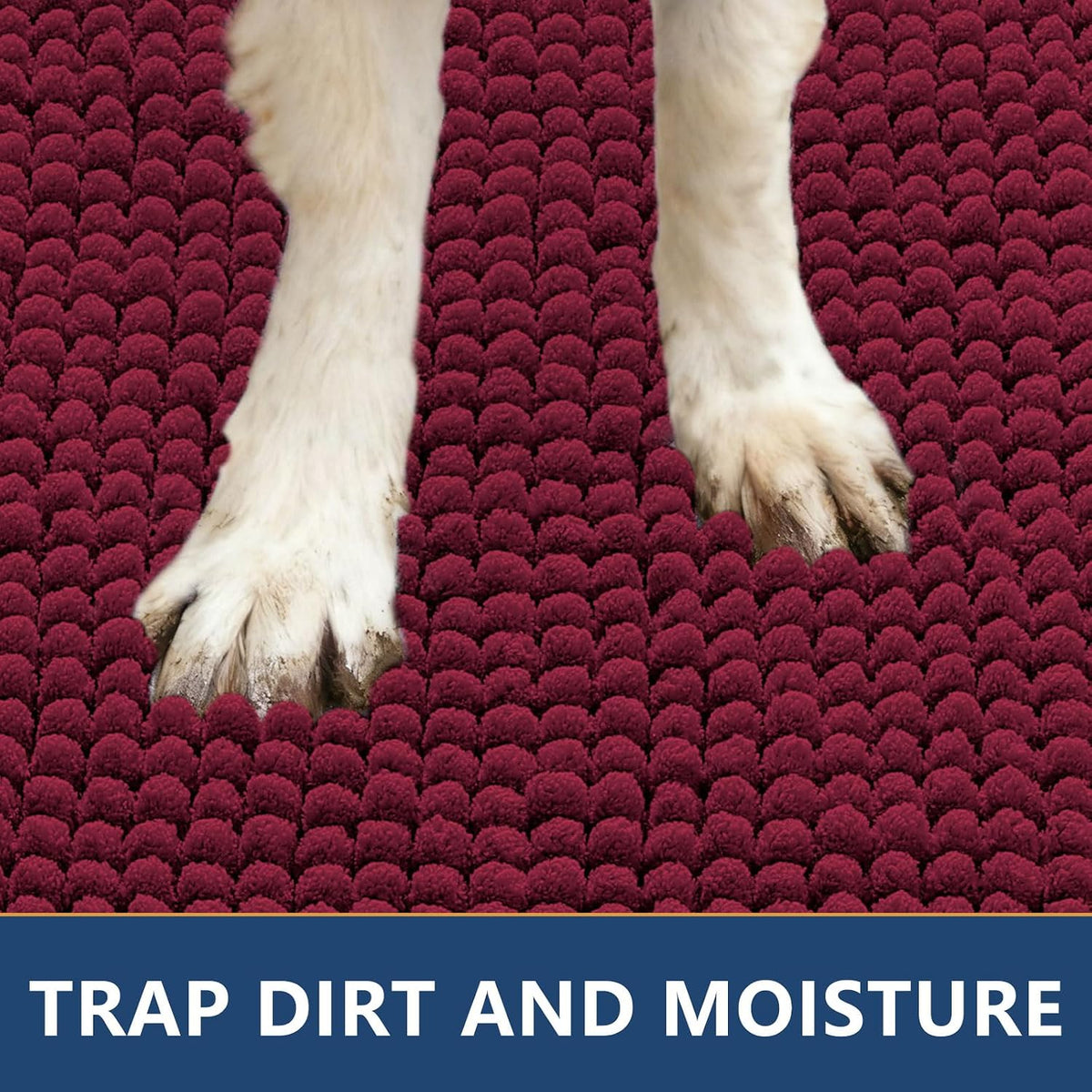 Smiry Dog Door Mat for Muddy Paws 30x20 - 36"X24" / Burgundy - image 4
