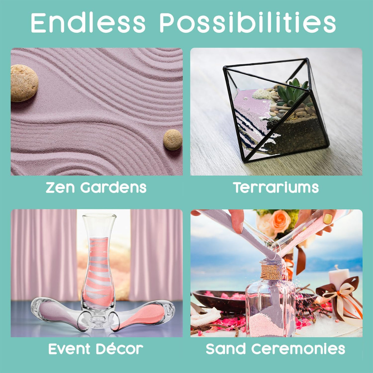 Lilac Unity Sand, Pastel Purple Colored Sand for Weddings - Lilac / 1.5 LB (22 oz) - image 4