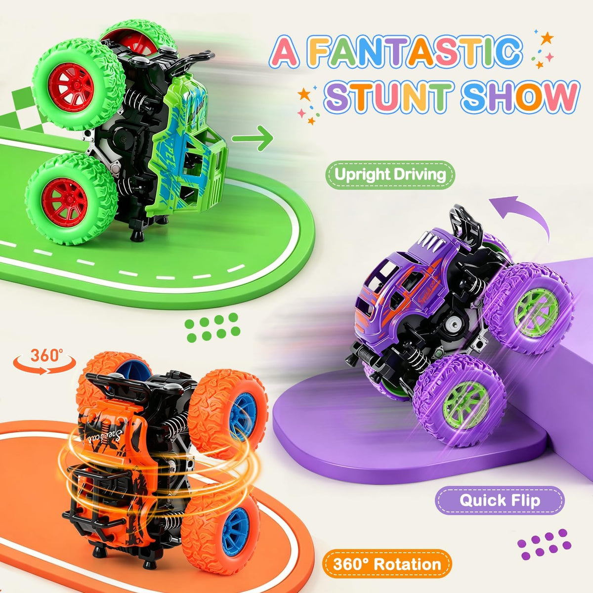 Construction Toys, Mixer Excavator Crane Dump Truck Toy for Boys Age 4-7 – Fun for Kids & Family - Purple, Orange, Green, Red - image 3