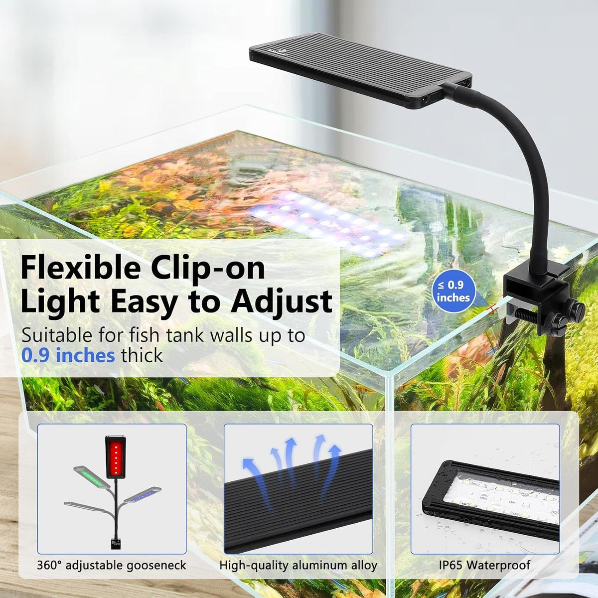 fishkeeper Clip On Aquarium Light - For 7.87-12.99 inch Fish Tanks - image 2