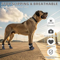 KOOLTAIL Dog Socks for Hot Pavement, Summer Breathable Dog Socks to Prevent Licking Paws, Non Slip Pet Boots & Paw Protectors for Hardwood Floor,Grippy Shoes for Small Medium Large Senior Dogs,Black L