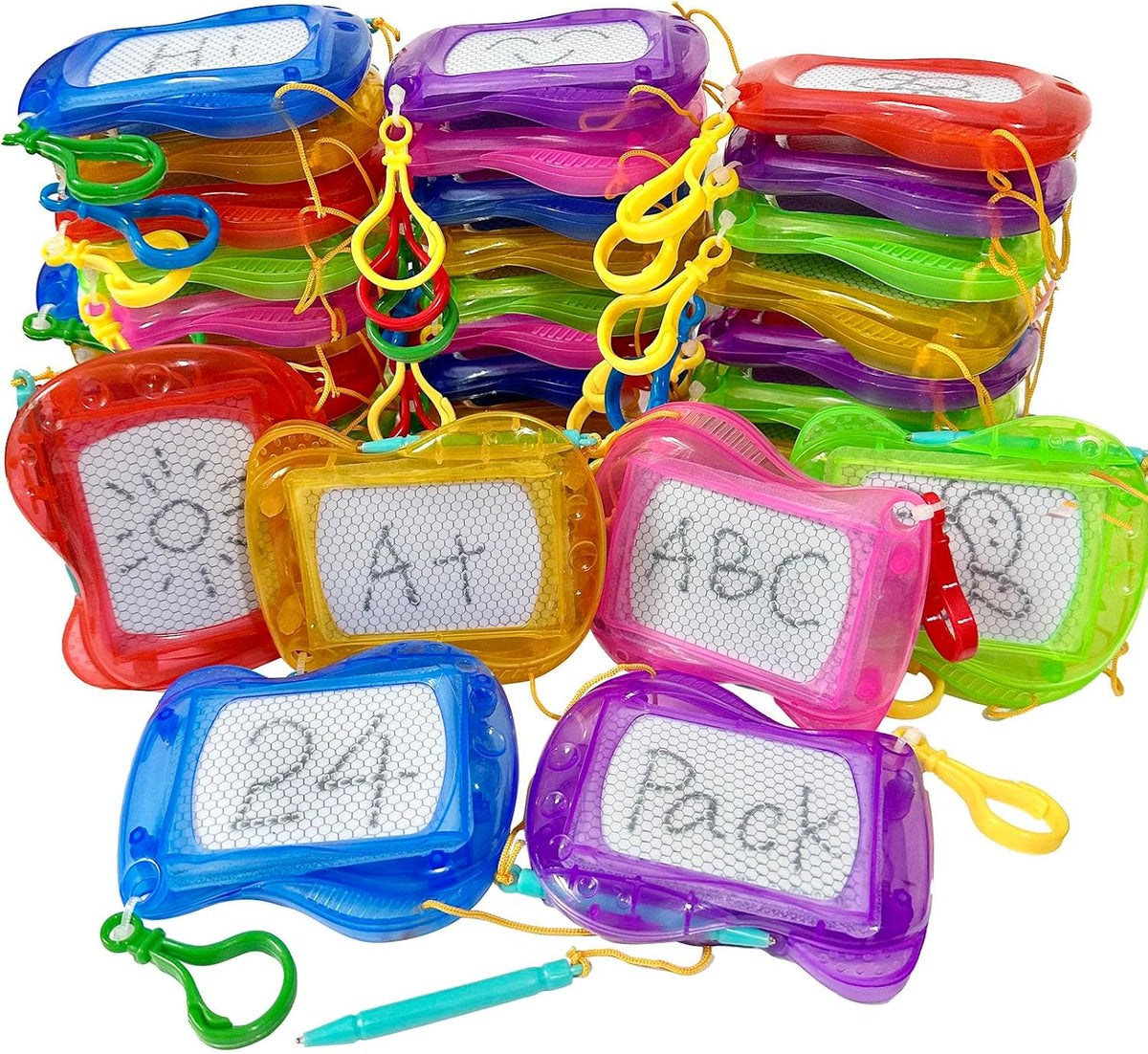Giliger mini magnetic drawing board keychains with pens and slide erasers, 24 pack