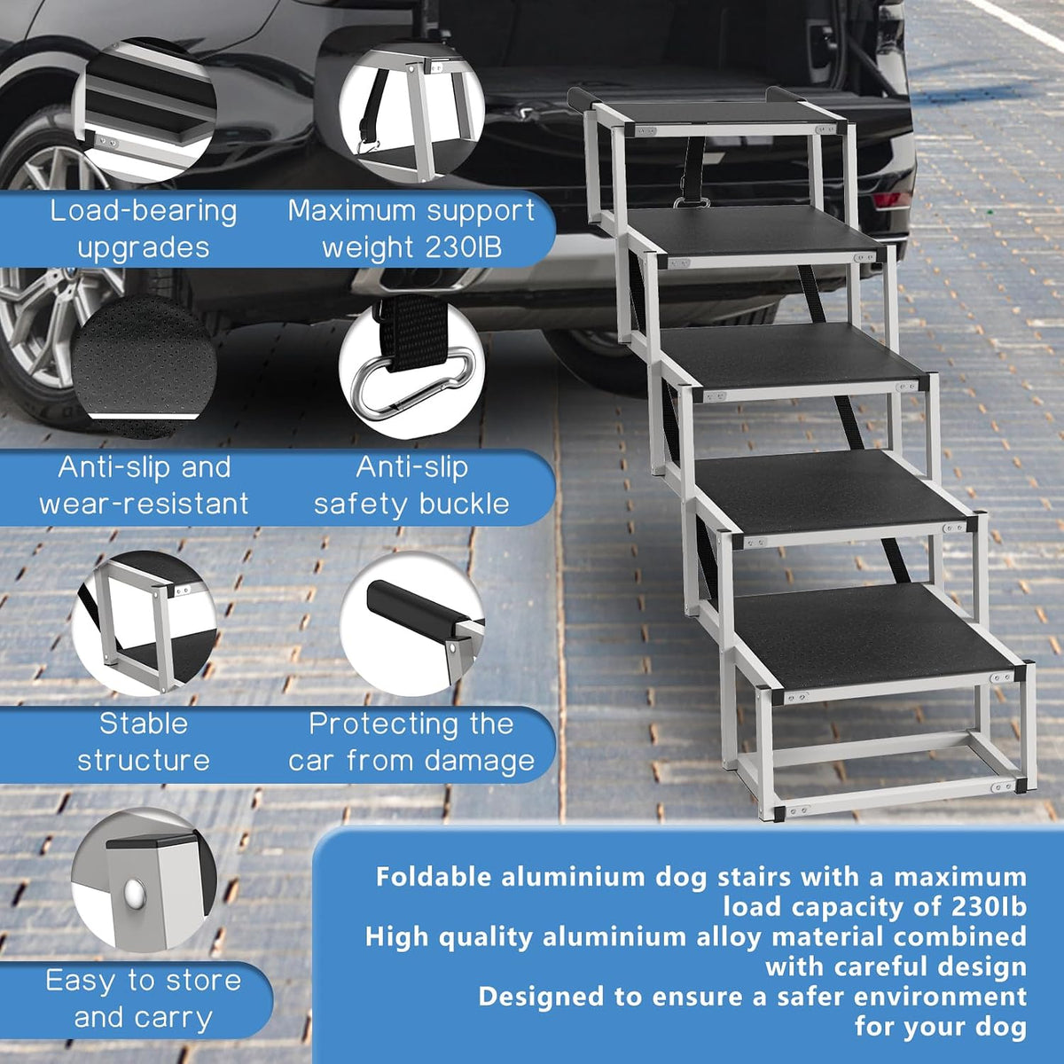 Dog Stairs for Large Dogs - 5-Steps / 16" W x 28-34" H - image 3