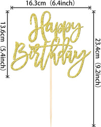 ZHUOWEISM 1 PCS Gold Happy Birthday & Anniversary Cake Topper – Fun for Kids & Family - Gold - image 2