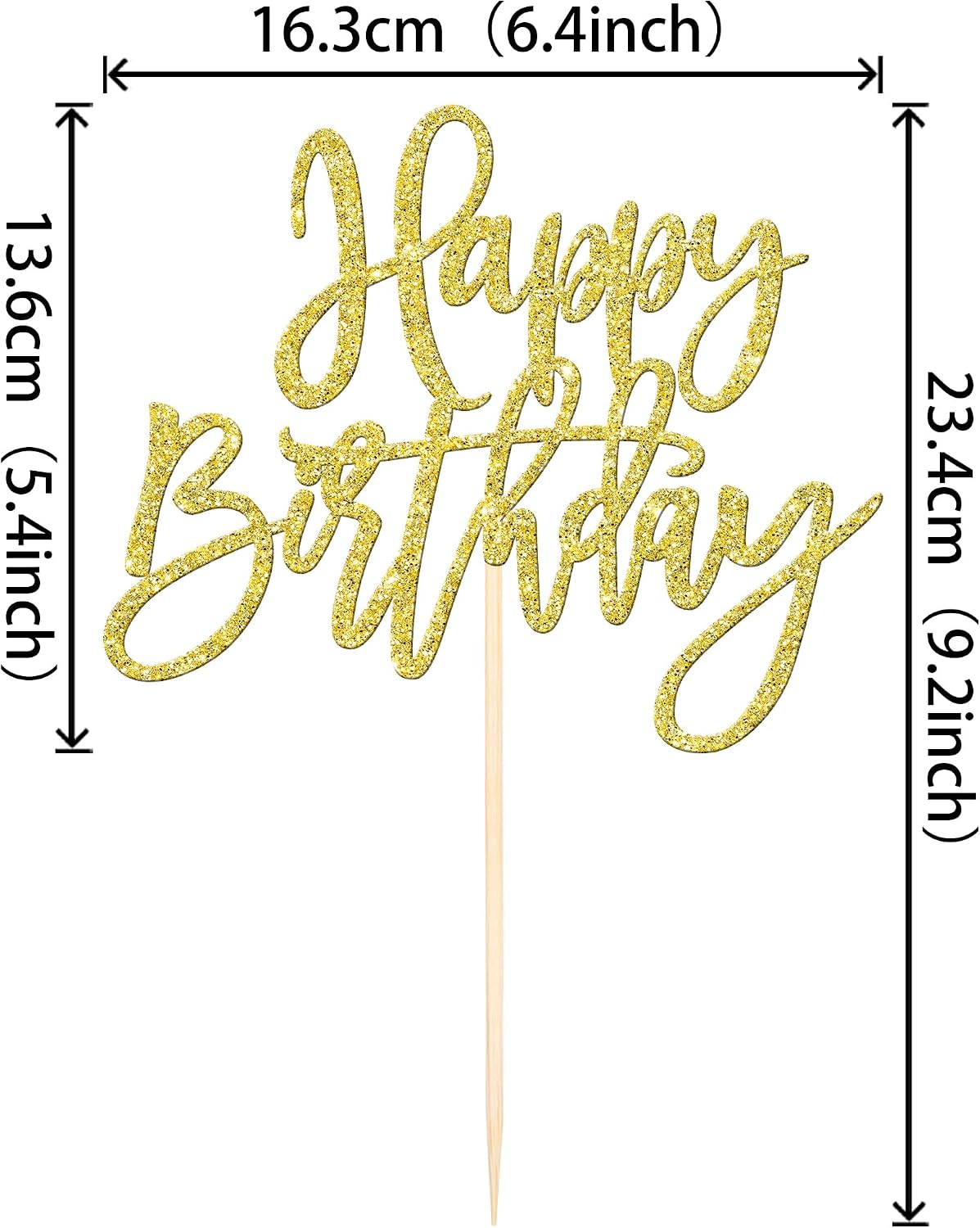 ZHUOWEISM 1 PCS Gold Happy Birthday & Anniversary Cake Topper – Fun for Kids & Family - Gold - image 2