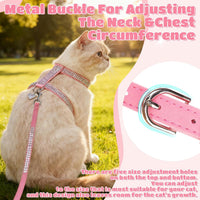 Cat Harness and Leash Set, Escape Proof Adjustable Cat Harness - Pink Rhinestones / Medium - image 4